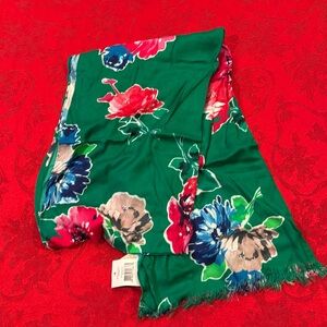 Kate Spade spring blooms floral shawl scarf garden green 5350